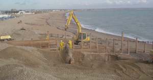 One of the few new groynes being constructed at Old Martello Road