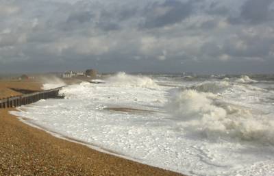 A storm batters the beach between Beachlands and Normans Bay