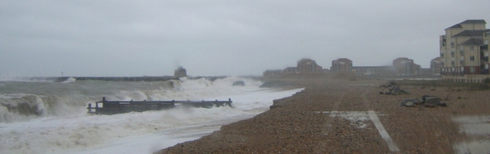 Storm waves attack north of the harbour